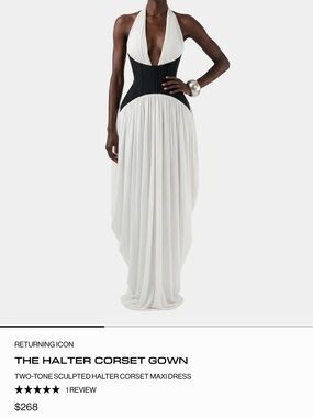 Sculpted Halter Corset Maxi Dress - White/Black